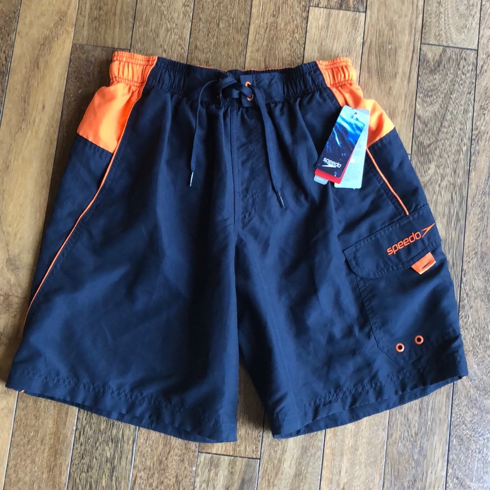 Speedo Navy orange swim trunks sz s